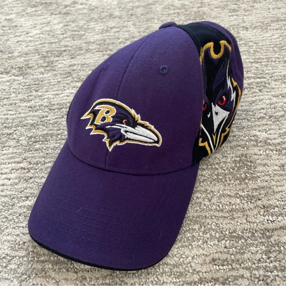 Vintage Reebok Baltimore Ravens Purple Curved Brim Adjustable Hat Large Logo